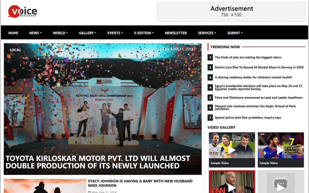 News Portal Layout Example